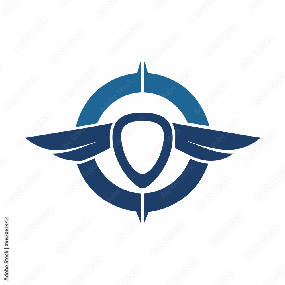 Logo for combined wing aviation symbol of letters Logo for combined wing aviation symbol of letters