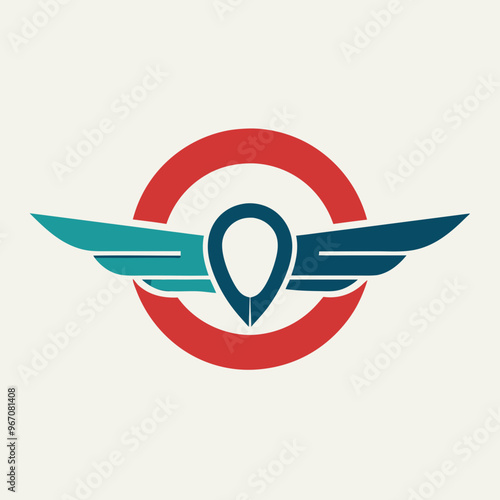 Logo for combined wing aviation symbol of letters