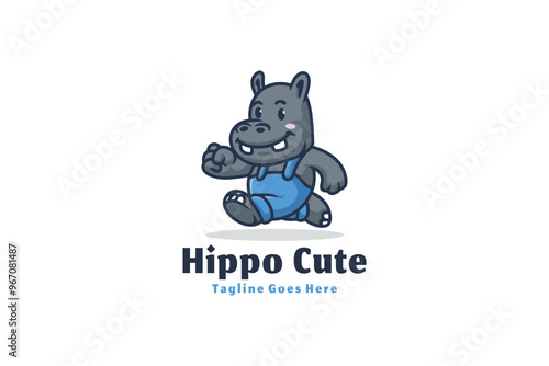 Hippo logo illustration vector Design template