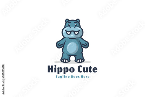 Hippo logo illustration vector Design template