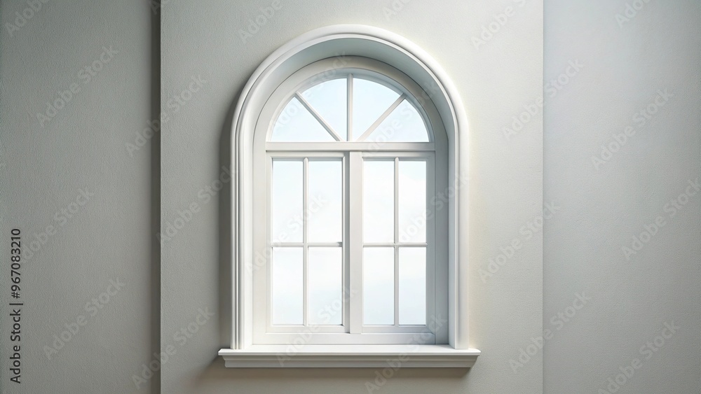Fototapeta premium White-framed window with arch above it