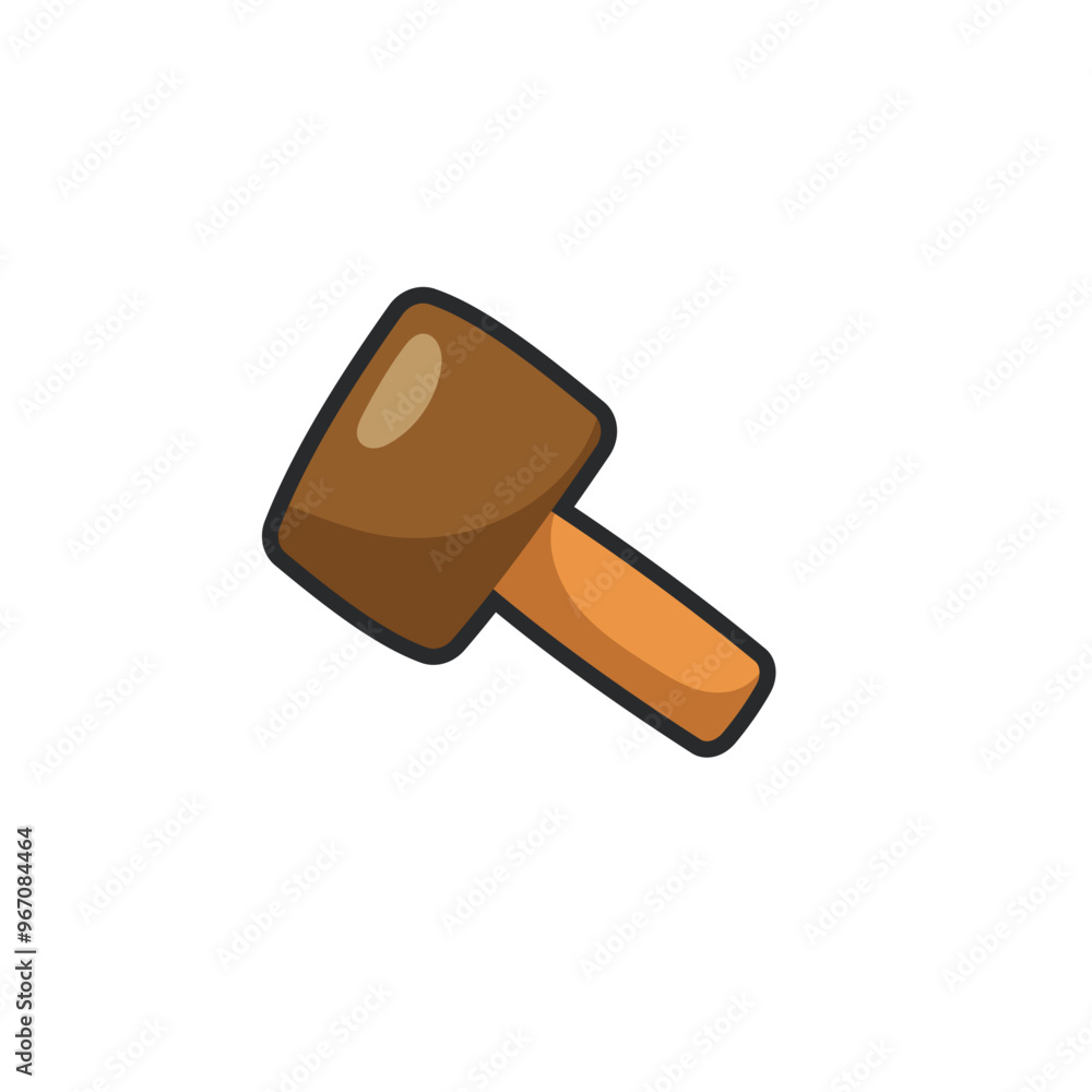 wooden hammer in outline flat vector design. wooden hammer in outline flat vector design.