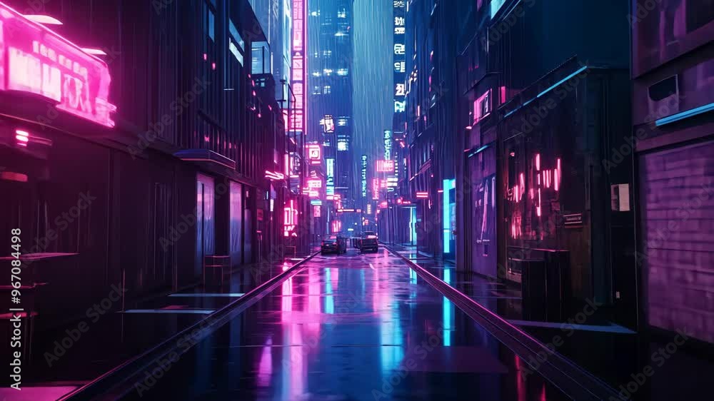 Neon Cityscape Under Rain Neon Cityscape Under Rain
