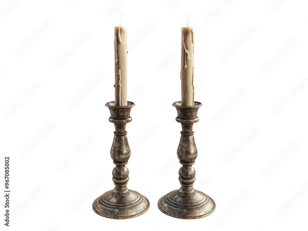 Metallic candlesticks. Isolated PNG Metallic candlesticks. Isolated PNG