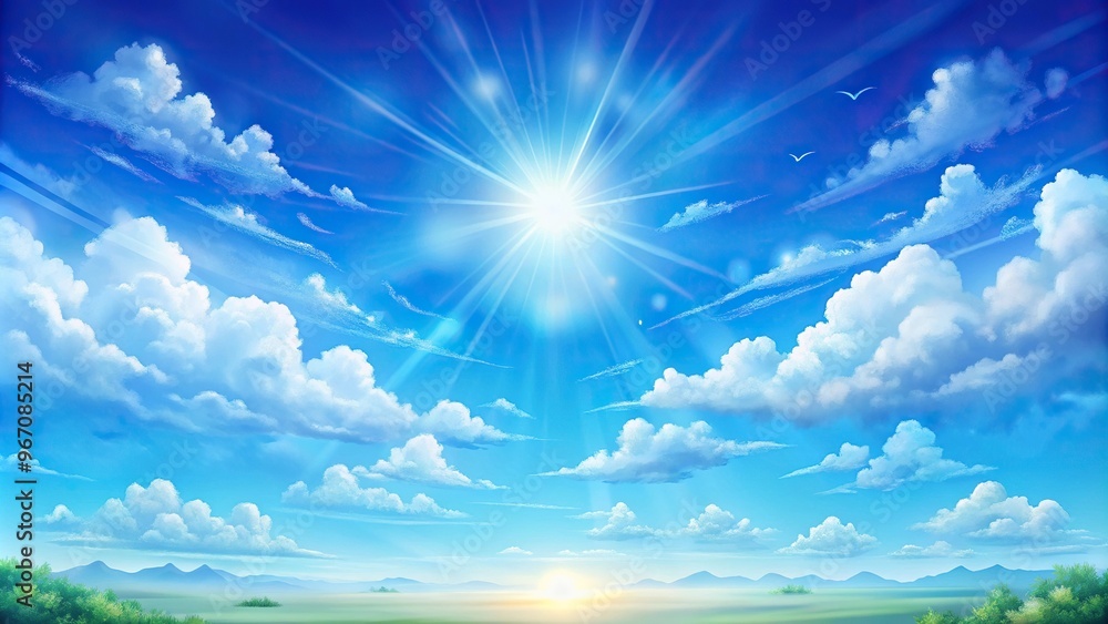 Wide-angle blue sky landscape illustration background perfect for stock photos Wide-angle blue sky landscape illustration background perfect for stock photos