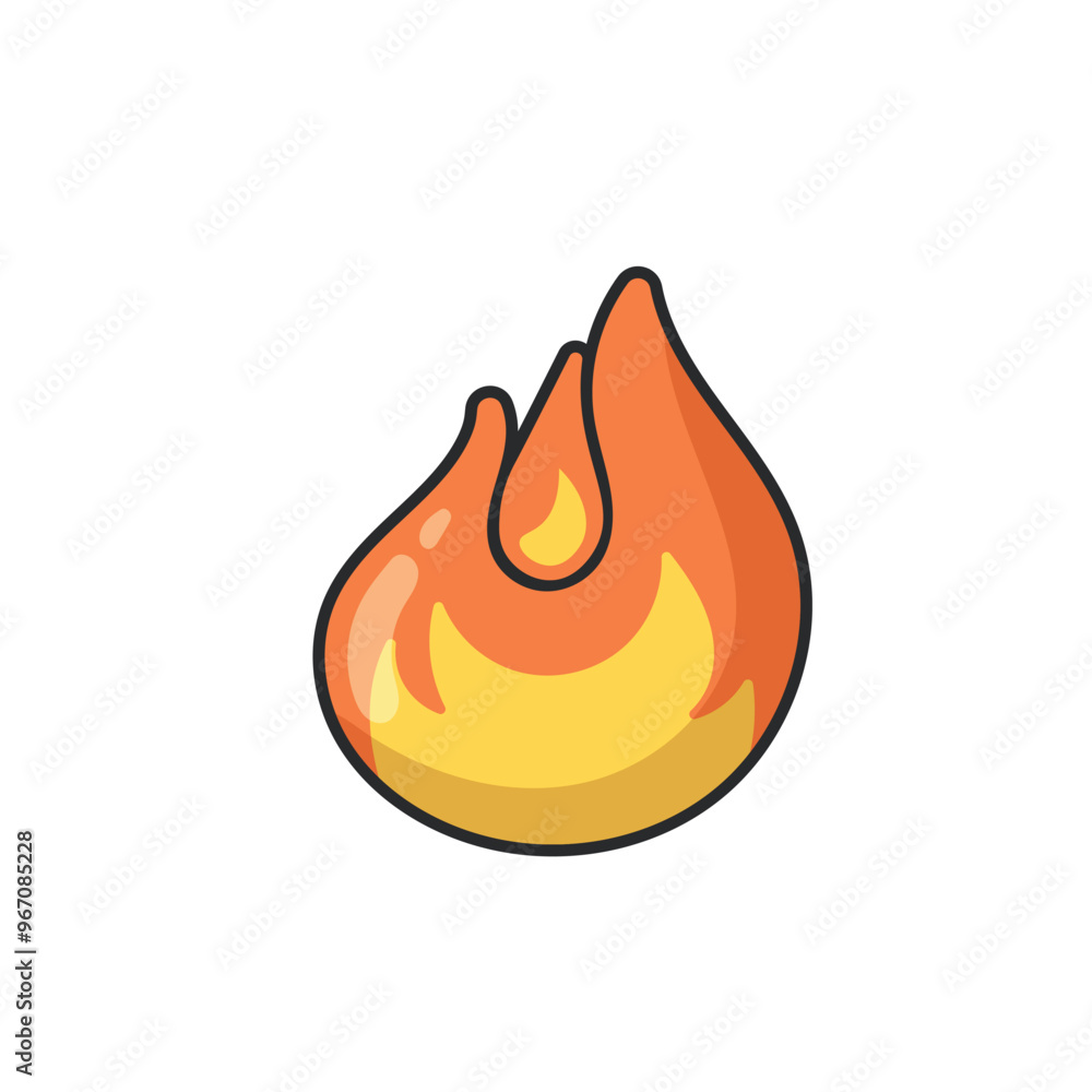 single fire in outline flat vector design. single fire in outline flat vector design.