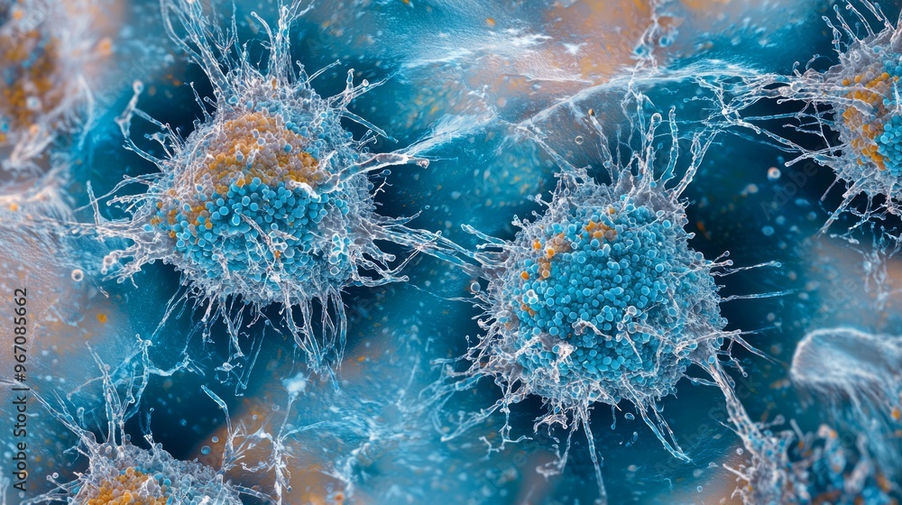 Microscopic View of Cancer Cells Spiky Cell Structure D Render Microscopic View of Cancer Cells Spiky Cell Structure D Render