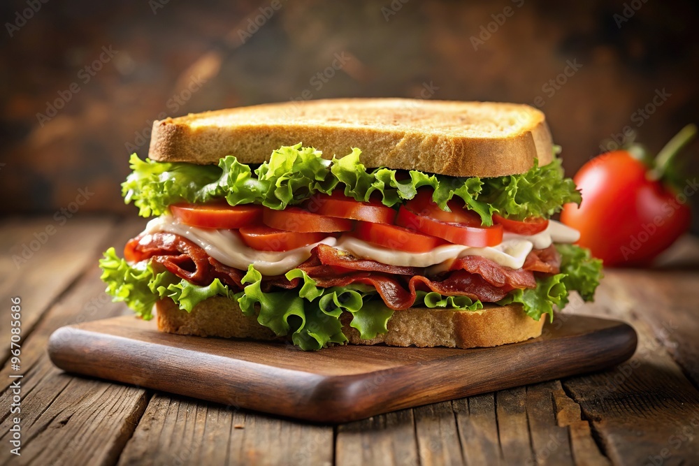 Wide-angle classic BLT sandwich on white background Wide-angle classic BLT sandwich on white background