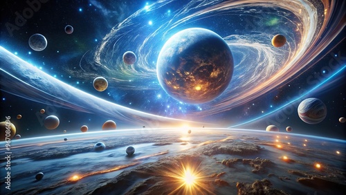 Wide-angle dilute fluid simulation depicting intricate detail in outer space, created with Unreal Engine and quantum physics