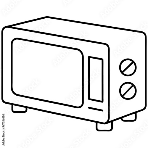 microwave outline coloring book page line art illustration digital drawing