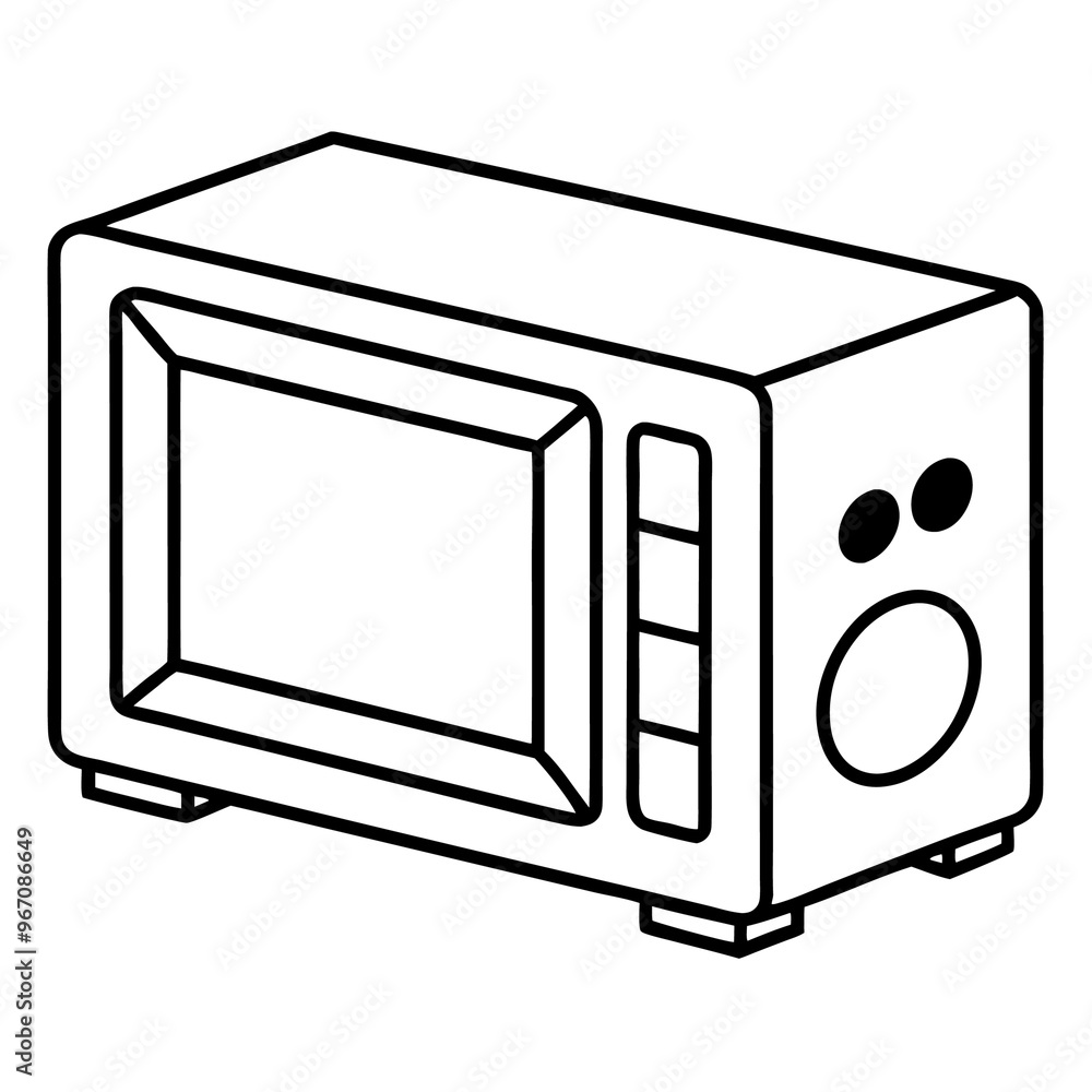 Fototapeta premium microwave outline coloring book page line art illustration digital drawing
