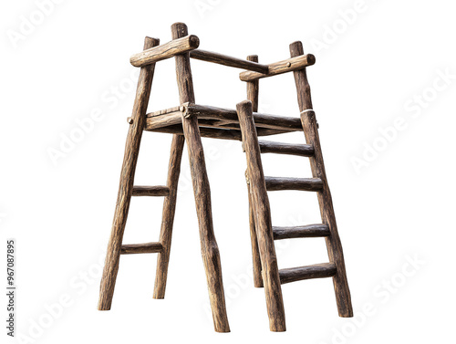 a wooden ladder with two ladders