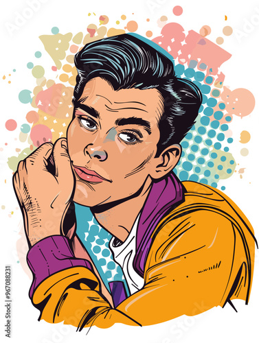 Portrait of a man  in retro style. pop art pin up Vector illustration