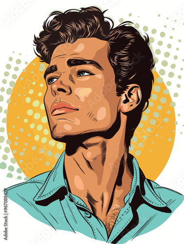 Portrait of a man  in retro style. pop art pin up Vector illustration