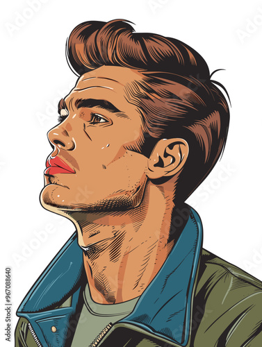 Portrait of a man  in retro style. pop art pin up Vector illustration