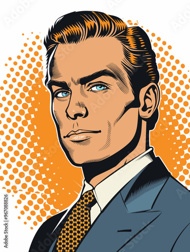 Portrait of a man  in retro style. pop art pin up Vector illustration
