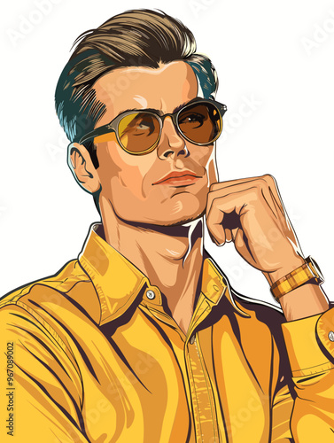 Portrait of a man  in retro style. pop art pin up Vector illustration