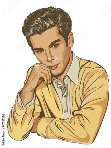 Portrait of a man  in retro style. pop art pin up Vector illustration
