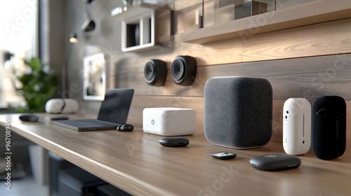 digital marketplace showcasing a range of innovative consumer electronics, from smart speakers to wireless earbuds photo