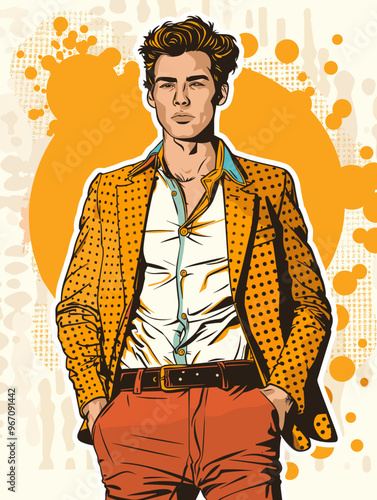 Portrait of a man  in retro style. pop art pin up Vector illustration