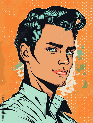 Portrait of a man  in retro style. pop art pin up Vector illustration
