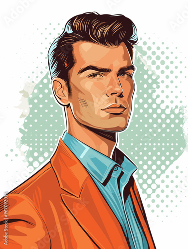 Portrait of a man  in retro style. pop art pin up Vector illustration