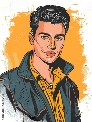 Portrait of a man  in retro style. pop art pin up Vector illustration