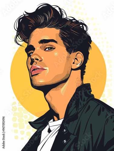 Portrait of a man  in retro style. pop art pin up Vector illustration