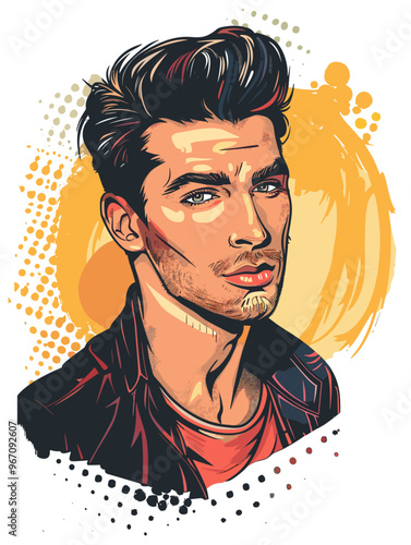 Portrait of a man  in retro style. pop art pin up Vector illustration