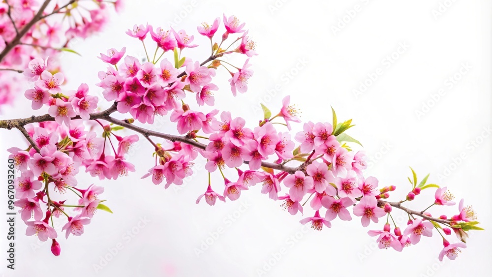 Fotografie Wild Himalayan Cherry flowers isolated on white background