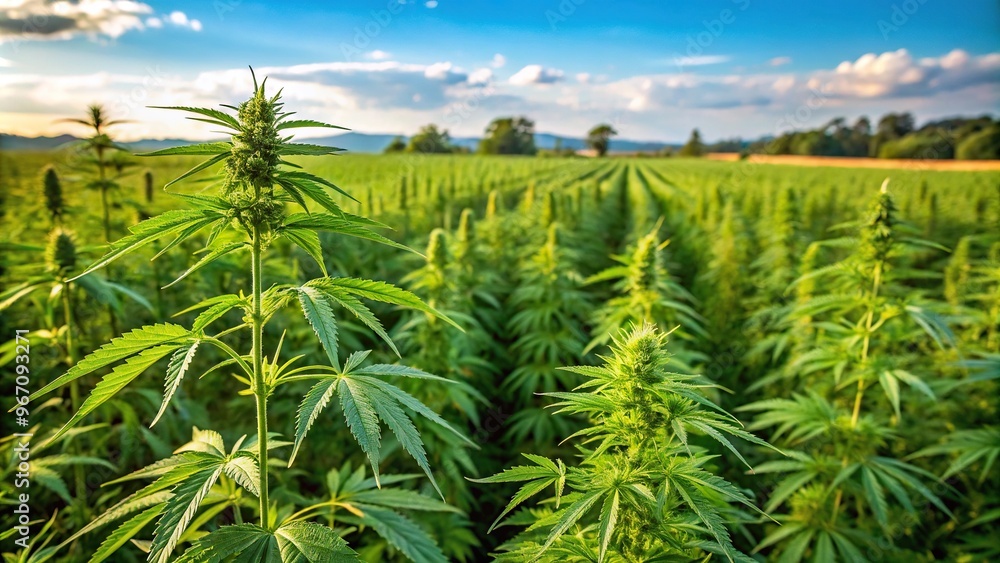 Wild hemp field in countryside Wild hemp field in countryside