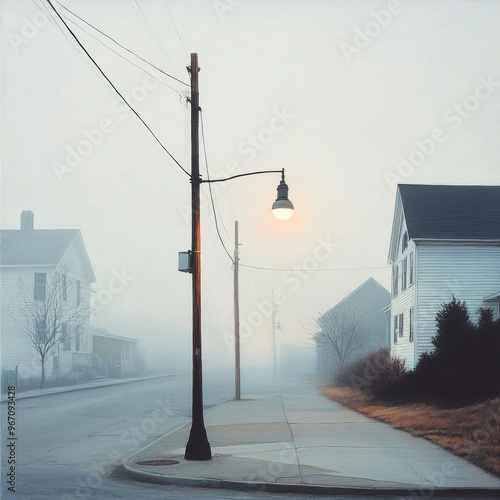 Solitude in Dysthymia - Tranquil Empty Street at Dawn with Muted Colors photo