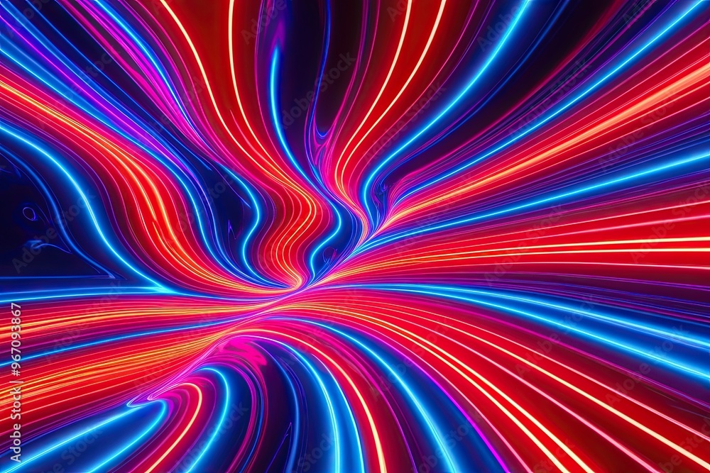 Exuberant Neon 3D Flowing Shape - Bright and Vibrant Abstract Design with Fluid Motion Exuberant Neon 3D Flowing Shape - Bright and Vibrant Abstract Design with Fluid Motion
