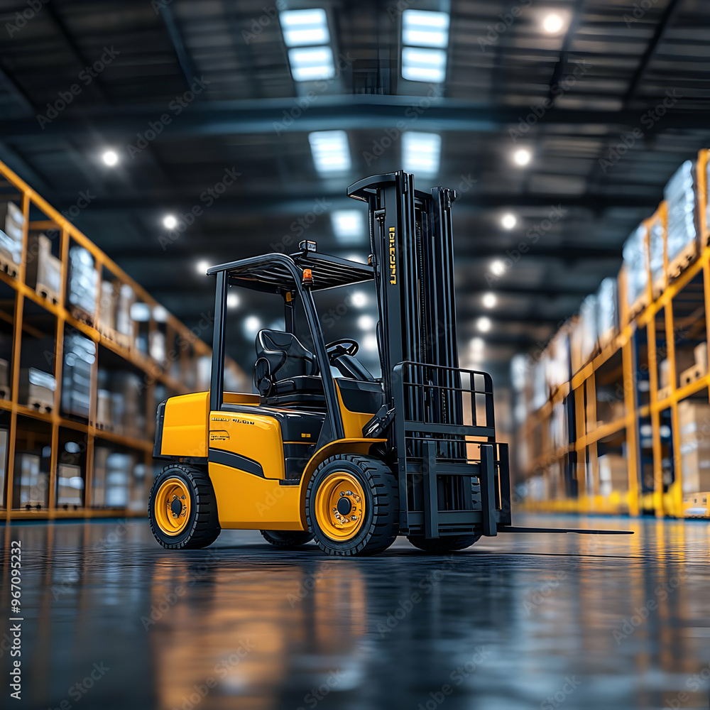 Forklift in a Warehouse: Logistics, Supply Chain, and Industrial Equipment Forklift in a Warehouse: Logistics, Supply Chain, and Industrial Equipment
