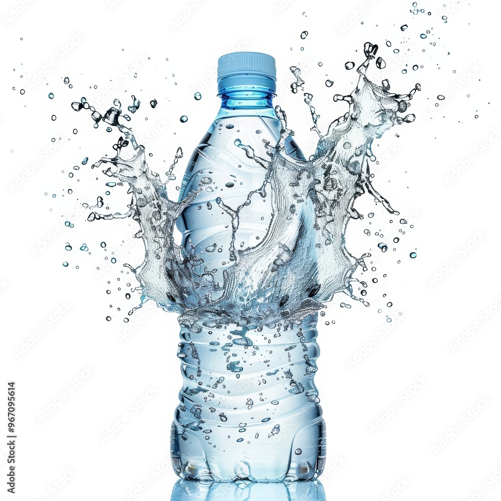 Water splashing in a glass isolated on a white background with blue liquid bubbles in motion flowing and creating fresh, clean ripples Water splashing in a glass isolated on a white background with blue liquid bubbles in motion flowing and creating fresh, clean ripples