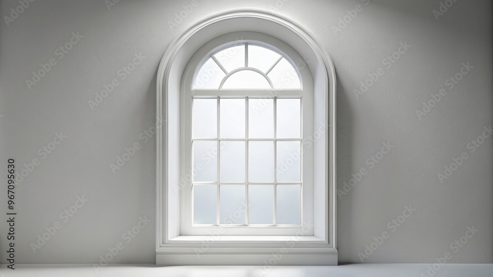 Fototapeta premium Window with white frame and arch above it