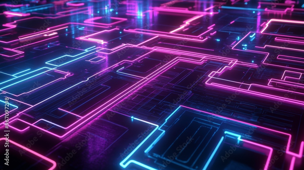 Futuristic neon circuit design Futuristic neon circuit design