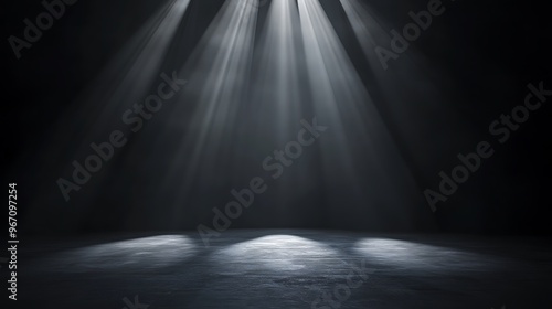 Three Light Beams On a Dark Stage