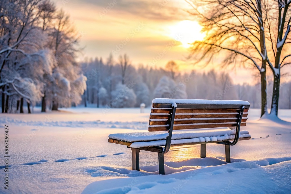 custom made wallpaper toronto digitalWinter landscape with bench in macro view