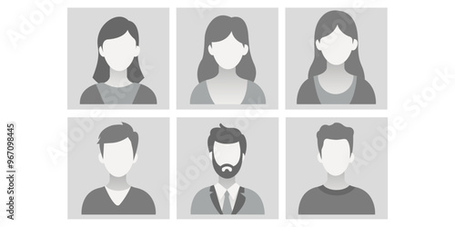 Man and woman empty avatars set for anonymous individuals, person icons. Default photo placeholder for social networks, resumes, forums. photo images for unfilled user profile.