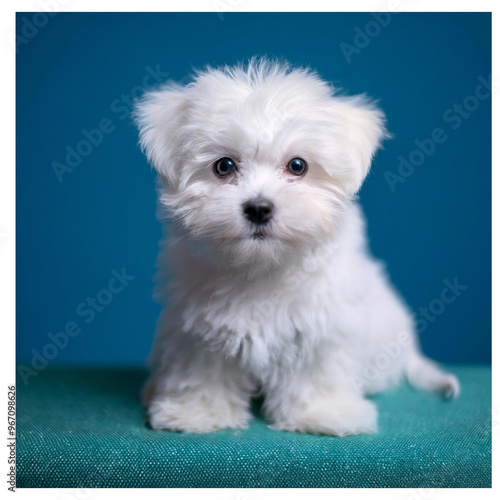 Maltese puppy on studio background