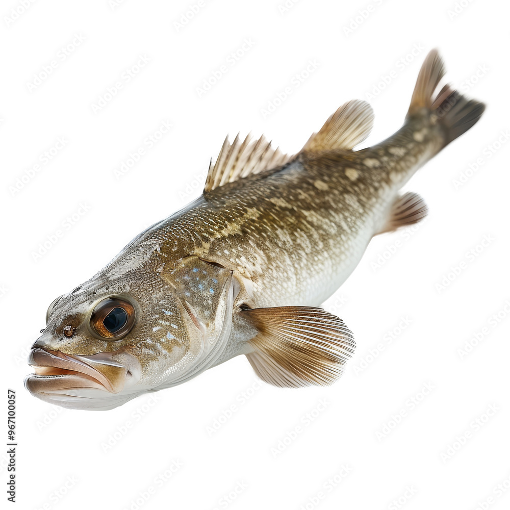 A detailed view of a fresh fish resting on a clean surface after being caught from its natural habitat A detailed view of a fresh fish resting on a clean surface after being caught from its natural habitat
