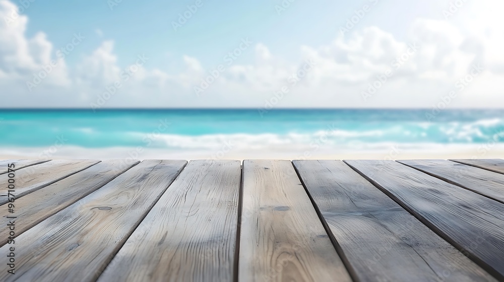 Fototapeta premium Wooden Plank Beach Background