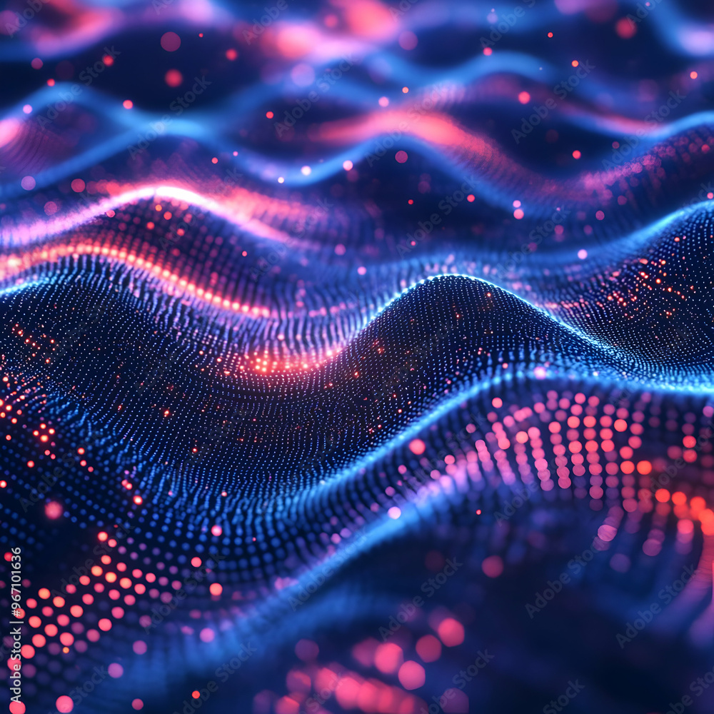 Abstract Blue and Red Digital Wave Background Abstract Blue and Red Digital Wave Background