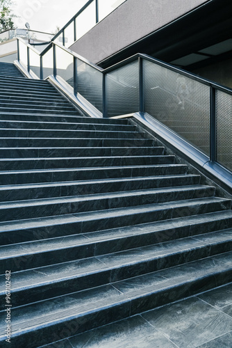 Obraz na płótnie Concrete Steps Background, Beton Stairs, Urban Staircase, Cement Stairway Architecture Element, Street Stair, Pedestrian Subway, w salonie