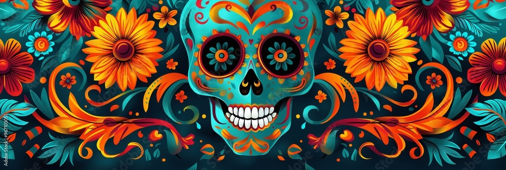 background with skulls,carnival, Day of the Dead background with skulls,carnival, Day of the Dead