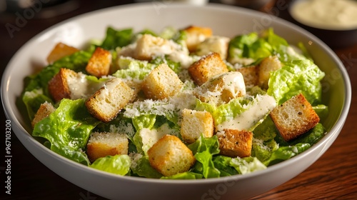 22. A classic Caesar salad with romaine lettuce, croutons, parmesan cheese, and Caesar dressing