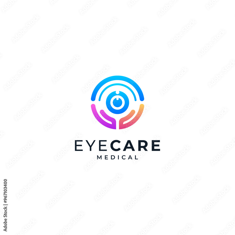 shiny eyes and hands for eye health and care logo shiny eyes and hands for eye health and care logo