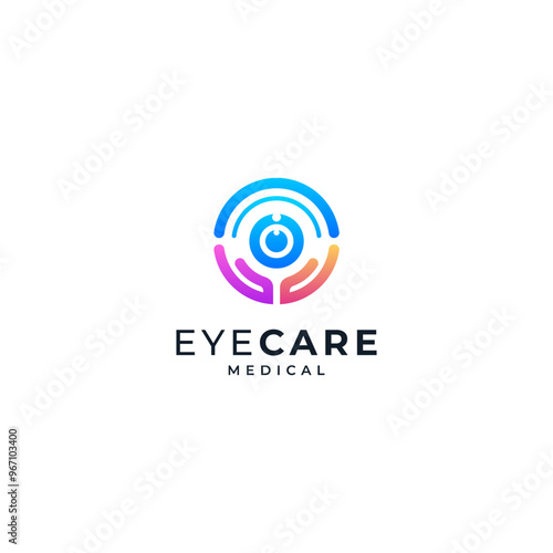 shiny eyes and hands for eye health and care logo