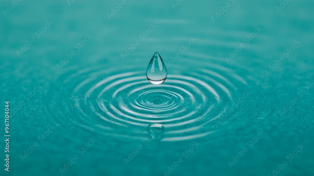A serene drop of water creates ripples in a turquoise pool, showcasing the beauty of nature's simple moments. A serene drop of water creates ripples in a turquoise pool, showcasing the beauty of nature's simple moments.